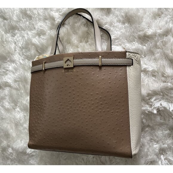 Kate Spade Cream Tan Women's Houston Cow Pebbled Leather Top handle bag - Picture 1 of 10